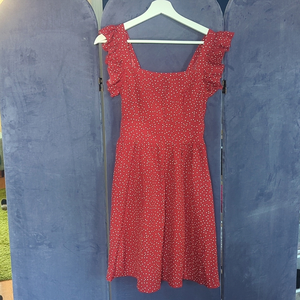 Sweetheart red and white polka dotted mini sundress